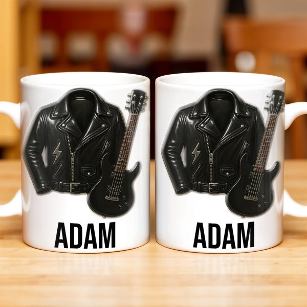 Personalized Leather Jacket and Guitar Design - Personalized Custom Coffee Mug - FAM331_MG Personalized Leather Jacket and Guitar Design - Personalized Custom Coffee Mug - FAM331_MG