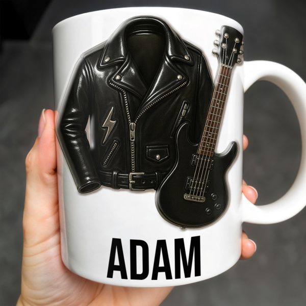 Personalized Leather Jacket and Guitar Design - Personalized Custom Coffee Mug - FAM331_MG Personalized Leather Jacket and Guitar Design - Personalized Custom Coffee Mug - FAM331_MG
