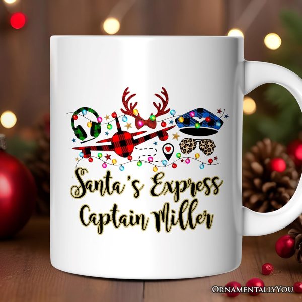 Personalized Mug Airplane Pilot Buffalo Plaid Christmas, Flight Aircraft Crew Gift Holiday Decoration Personalized Mug Airplane Pilot Buffalo Plaid Christmas, Flight Aircraft Crew Gift Holiday Decoration