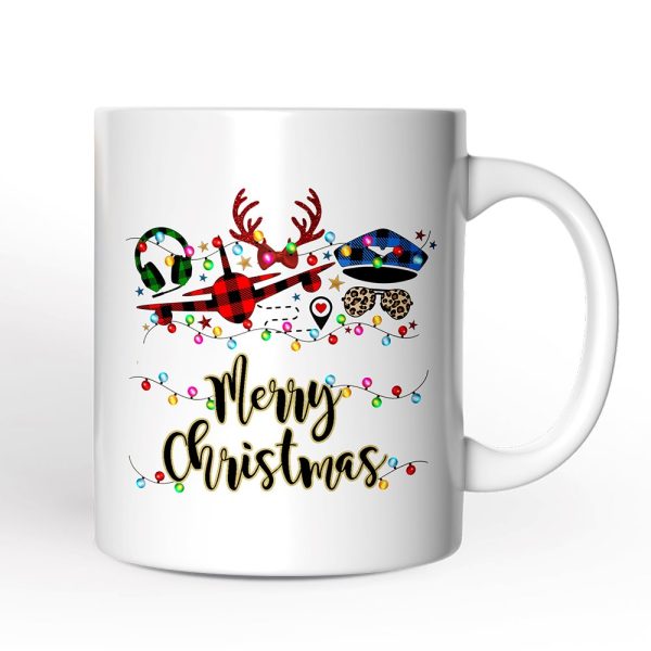 Personalized Mug Airplane Pilot Buffalo Plaid Christmas, Flight Aircraft Crew Gift Holiday Decoration Personalized Mug Airplane Pilot Buffalo Plaid Christmas, Flight Aircraft Crew Gift Holiday Decoration