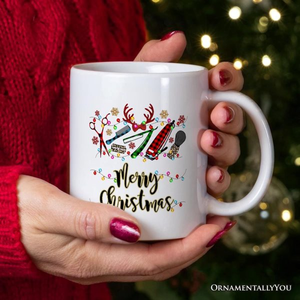 Personalized Mug Barber Buffalo Plaid Christmas, Barbershop Gift Personalized Mug Barber Buffalo Plaid Christmas, Barbershop Gift