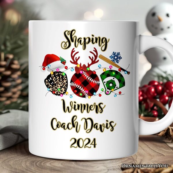 Personalized Mug Baseball Buffalo Plaid Christmas, Team and Coaches Gift Personalized Mug Baseball Buffalo Plaid Christmas, Team and Coaches Gift