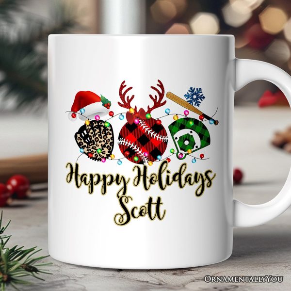 Personalized Mug Baseball Buffalo Plaid Christmas, Team and Coaches Gift Personalized Mug Baseball Buffalo Plaid Christmas, Team and Coaches Gift