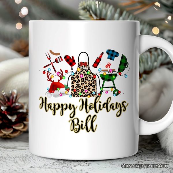 Personalized Mug BBQ Buffalo Plaid Christmas, Barbecue Gift Personalized Mug BBQ Buffalo Plaid Christmas, Barbecue Gift