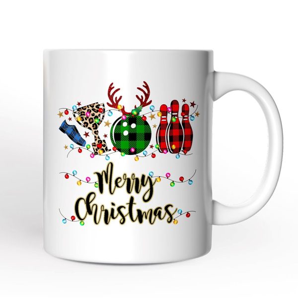 Personalized Mug Bowling Buffalo Plaid Christmas, Ball Pins and Trophy Personalized Mug Bowling Buffalo Plaid Christmas, Ball Pins and Trophy