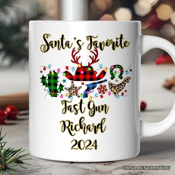 Personalized Mug Buffalo Plaid Gunslinger Western Cowboy Style Christmas Personalized Mug Buffalo Plaid Gunslinger Western Cowboy Style Christmas