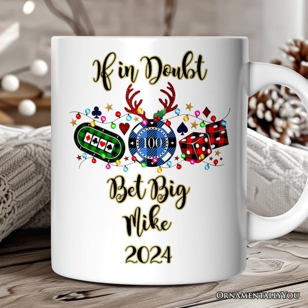 Personalized Mug Casino Buffalo Plaid Christmas, Poker and Dice, Player and Staff Gift Personalized Mug Casino Buffalo Plaid Christmas, Poker and Dice, Player and Staff Gift