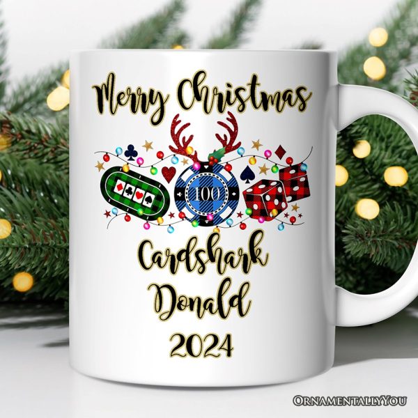 Personalized Mug Casino Buffalo Plaid Christmas, Poker and Dice, Player and Staff Gift Personalized Mug Casino Buffalo Plaid Christmas, Poker and Dice, Player and Staff Gift