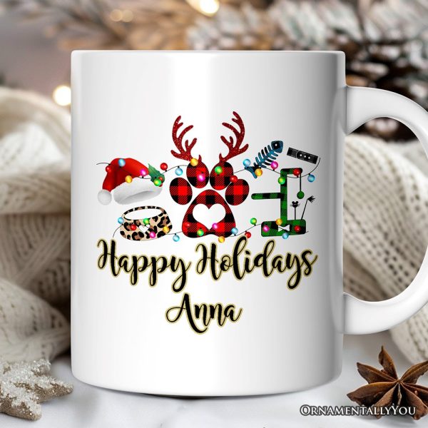 Personalized Mug Cat Buffalo Plaid Christmas, Cat Mom Gift Personalized Mug Cat Buffalo Plaid Christmas, Cat Mom Gift