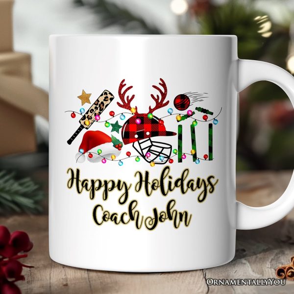 Personalized Mug Cricket Buffalo Plaid Christmas, Team and Coaches Gift Personalized Mug Cricket Buffalo Plaid Christmas, Team and Coaches Gift