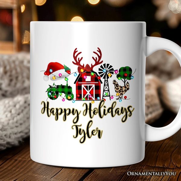 Personalized Mug Farm Buffalo Plaid Christmas, Farmhouse Gift Personalized Mug Farm Buffalo Plaid Christmas, Farmhouse Gift