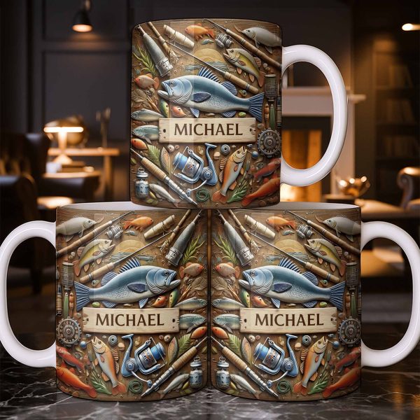 Personalized Mug For Fishing Enthusiasts - Personalized Custom Coffee Mug - FISH019_MG