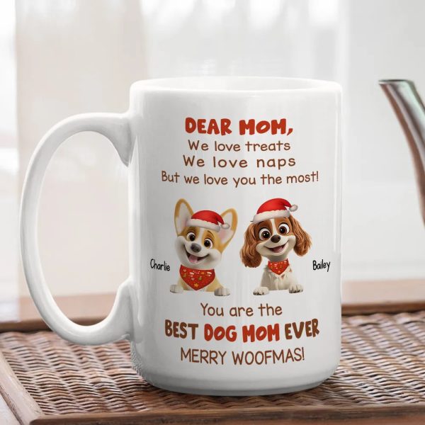 Personalized Mug for Pet Parent - Christmas Cartoon Pups, Custom Quote, Cozy Holiday Cheer, a unique gift for Dog Mom or Dad Personalized Mug for Pet Parent - Christmas Cartoon Pups, Custom Quote, Cozy Holiday Cheer, a unique gift for Dog Mom or Dad