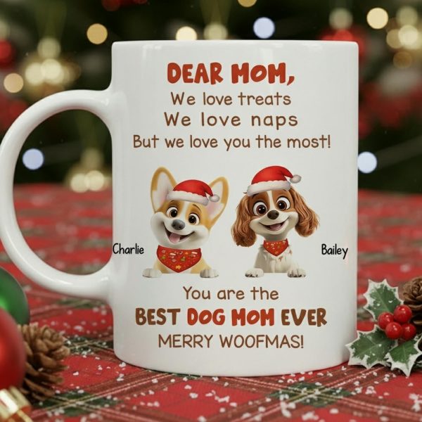 Personalized Mug for Pet Parent - Christmas Cartoon Pups, Custom Quote, Cozy Holiday Cheer, a unique gift for Dog Mom or Dad Personalized Mug for Pet Parent - Christmas Cartoon Pups, Custom Quote, Cozy Holiday Cheer, a unique gift for Dog Mom or Dad