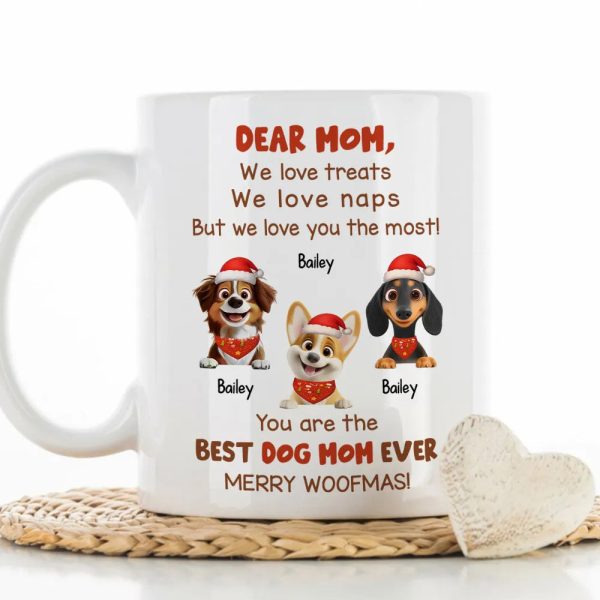 Personalized Mug for Pet Parent - Christmas Cartoon Pups, Custom Quote, Cozy Holiday Cheer, a unique gift for Dog Mom or Dad Personalized Mug for Pet Parent - Christmas Cartoon Pups, Custom Quote, Cozy Holiday Cheer, a unique gift for Dog Mom or Dad