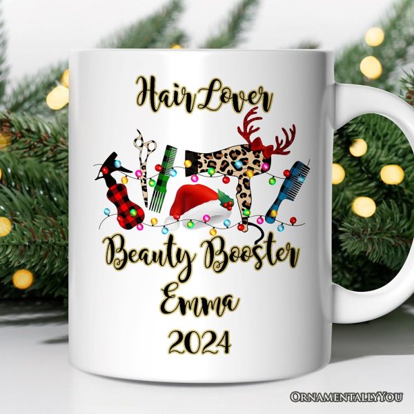 Personalized Mug Hair Stylist Buffalo Plaid Christmas, Hair Hustler Gift Personalized Mug Hair Stylist Buffalo Plaid Christmas, Hair Hustler Gift