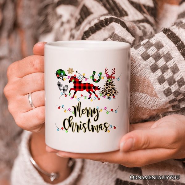 Personalized Mug Horse Buffalo Plaid Christmas, Equestrian Gift Personalized Mug Horse Buffalo Plaid Christmas, Equestrian Gift