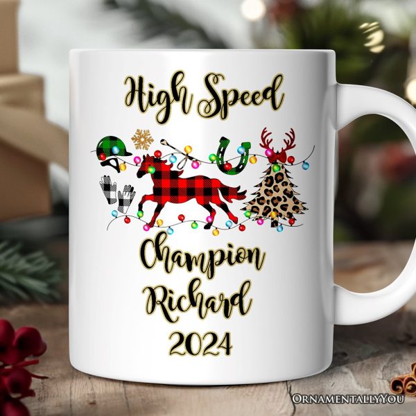 Personalized Mug Horse Buffalo Plaid Christmas, Equestrian Gift Personalized Mug Horse Buffalo Plaid Christmas, Equestrian Gift