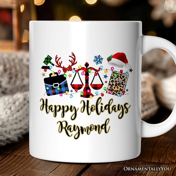 Personalized Mug Law and Legal Theme Buffalo Plaid Christmas, Lawyer and Paralegal Clerk Gift Personalized Mug Law and Legal Theme Buffalo Plaid Christmas, Lawyer and Paralegal Clerk Gift