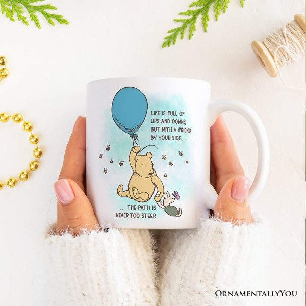 Personalized Mug Life's Ups and Downs are Easier With a Friend, Pooh Bear's Uplifting Quote with Custom Name Personalized Mug Life's Ups and Downs are Easier With a Friend, Pooh Bear's Uplifting Quote with Custom Name