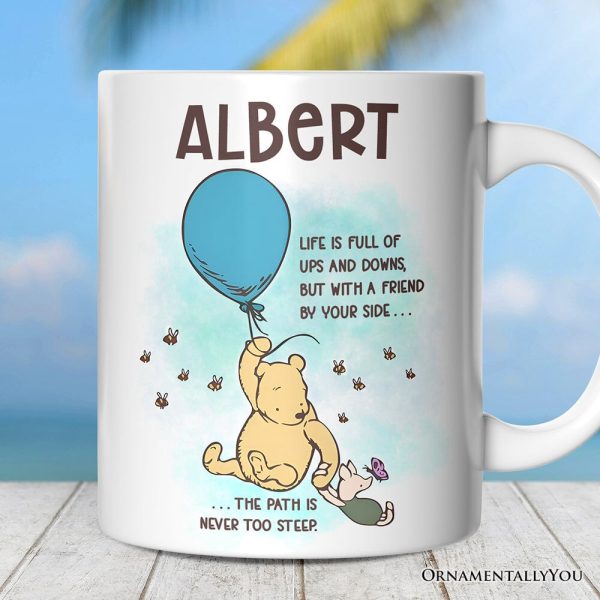 Personalized Mug Life's Ups and Downs are Easier With a Friend, Pooh Bear's Uplifting Quote with Custom Name Personalized Mug Life's Ups and Downs are Easier With a Friend, Pooh Bear's Uplifting Quote with Custom Name