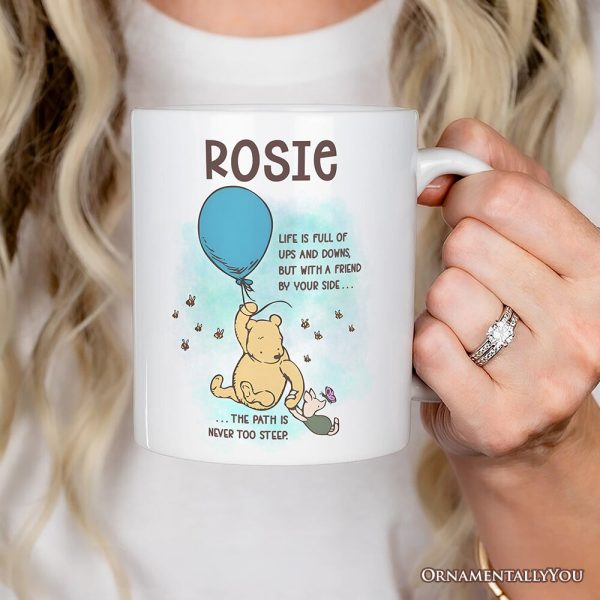 Personalized Mug Life's Ups and Downs are Easier With a Friend, Pooh Bear's Uplifting Quote with Custom Name Personalized Mug Life's Ups and Downs are Easier With a Friend, Pooh Bear's Uplifting Quote with Custom Name