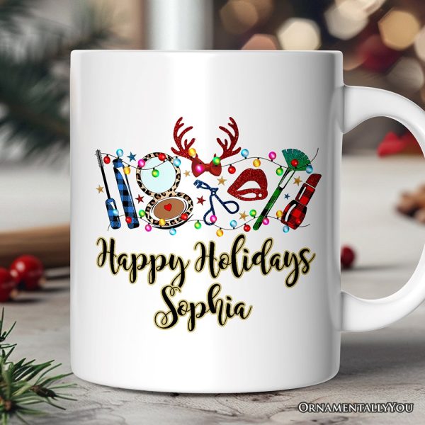Personalized Mug Makeup Artist Buffalo Plaid Christmas, Cosmetologist Beauty and Cosmetics Gift Personalized Mug Makeup Artist Buffalo Plaid Christmas, Cosmetologist Beauty and Cosmetics Gift