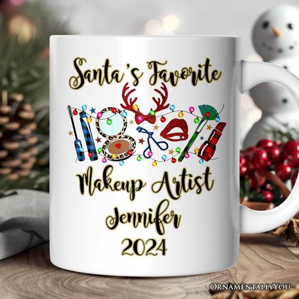 Personalized Mug Makeup Artist Buffalo Plaid Christmas, Cosmetologist Beauty and Cosmetics Gift Personalized Mug Makeup Artist Buffalo Plaid Christmas, Cosmetologist Beauty and Cosmetics Gift