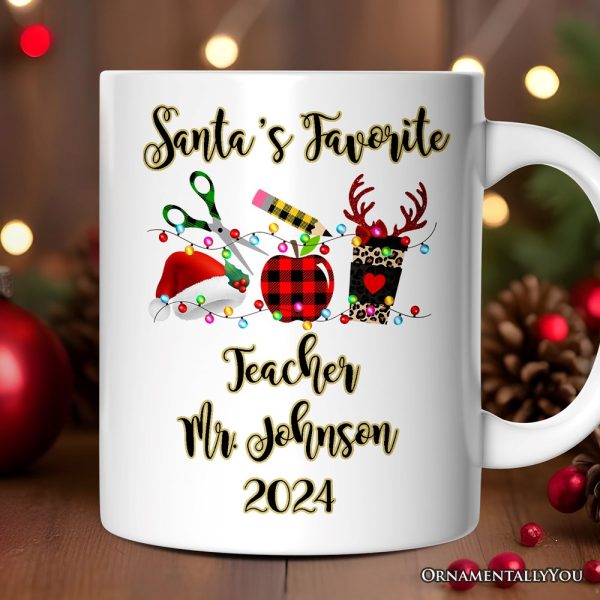 Personalized Mug Merry Christmas Plaid Teacher, School Professional Gift Personalized Mug Merry Christmas Plaid Teacher, School Professional Gift