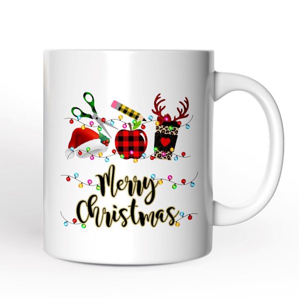 Personalized Mug Merry Christmas Plaid Teacher, School Professional Gift Personalized Mug Merry Christmas Plaid Teacher, School Professional Gift
