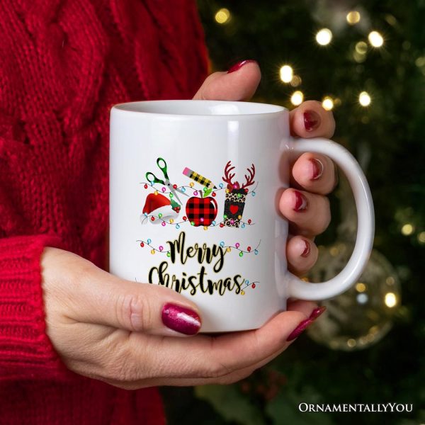 Personalized Mug Merry Christmas Plaid Teacher, School Professional Gift Personalized Mug Merry Christmas Plaid Teacher, School Professional Gift