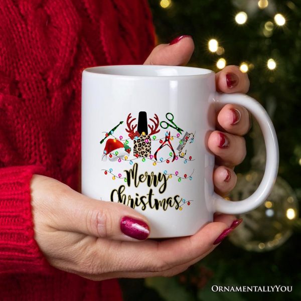 Personalized Mug Nail Tech Buffalo Plaid Christmas, Pedicure Gift Personalized Mug Nail Tech Buffalo Plaid Christmas, Pedicure Gift