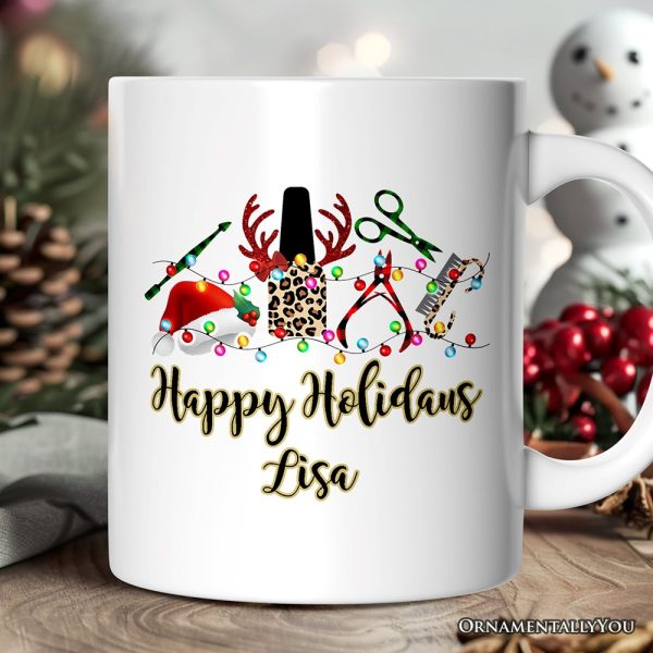 Personalized Mug Nail Tech Buffalo Plaid Christmas, Pedicure Gift Personalized Mug Nail Tech Buffalo Plaid Christmas, Pedicure Gift