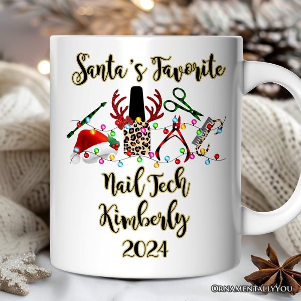 Personalized Mug Nail Tech Buffalo Plaid Christmas, Pedicure Gift Personalized Mug Nail Tech Buffalo Plaid Christmas, Pedicure Gift