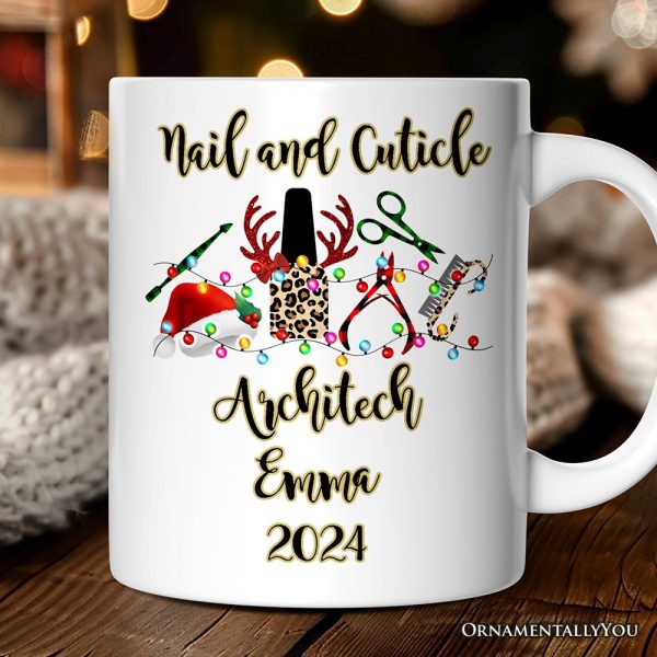 Personalized Mug Nail Tech Buffalo Plaid Christmas, Pedicure Gift Personalized Mug Nail Tech Buffalo Plaid Christmas, Pedicure Gift
