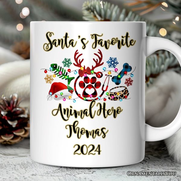 Personalized Mug Pet Themed Buffalo Plaid Veterinarian Christmas, Animal Owner Gift Personalized Mug Pet Themed Buffalo Plaid Veterinarian Christmas, Animal Owner Gift