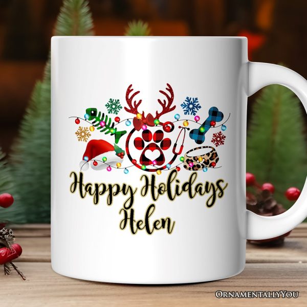 Personalized Mug Pet Themed Buffalo Plaid Veterinarian Christmas, Animal Owner Gift Personalized Mug Pet Themed Buffalo Plaid Veterinarian Christmas, Animal Owner Gift