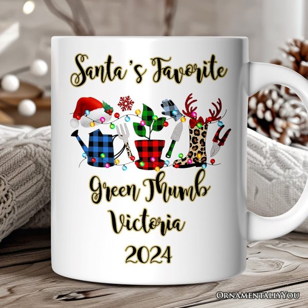 Personalized Mug Plant Lover Gift Buffalo Plaid Christmas, Botanical Gift Personalized Mug Plant Lover Gift Buffalo Plaid Christmas, Botanical Gift