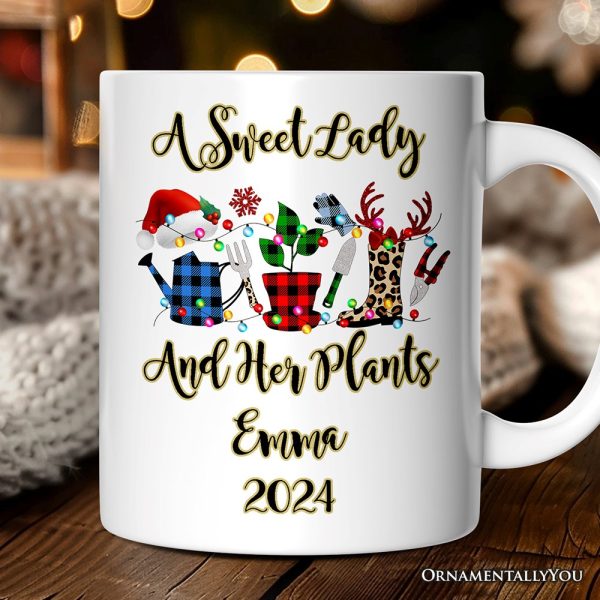 Personalized Mug Plant Lover Gift Buffalo Plaid Christmas, Botanical Gift Personalized Mug Plant Lover Gift Buffalo Plaid Christmas, Botanical Gift