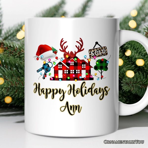 Personalized Mug Realtor Buffalo Plaid Christmas, Gift From Customers Personalized Mug Realtor Buffalo Plaid Christmas, Gift From Customers