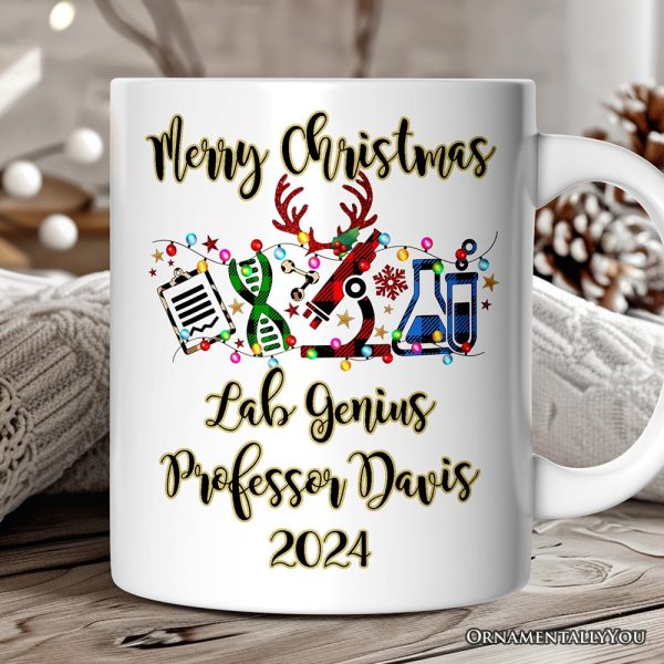 Personalized Mug Science Buffalo Plaid Christmas, Gift for Scientist or Researcher, Lab Tools like Flasks and Microscope Personalized Mug Science Buffalo Plaid Christmas, Gift for Scientist or Researcher, Lab Tools like Flasks and Microscope