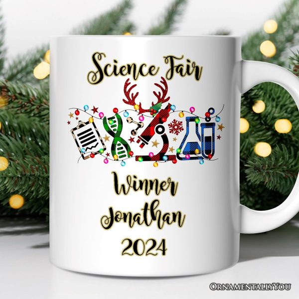 Personalized Mug Science Buffalo Plaid Christmas, Gift for Scientist or Researcher, Lab Tools like Flasks and Microscope Personalized Mug Science Buffalo Plaid Christmas, Gift for Scientist or Researcher, Lab Tools like Flasks and Microscope