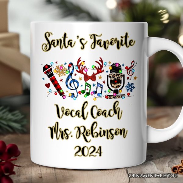 Personalized Mug Singers Buffalo Plaid Christmas, Microphone Gift Personalized Mug Singers Buffalo Plaid Christmas, Microphone Gift
