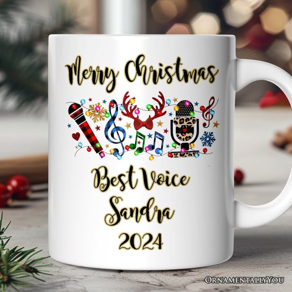 Personalized Mug Singers Buffalo Plaid Christmas, Microphone Gift Personalized Mug Singers Buffalo Plaid Christmas, Microphone Gift