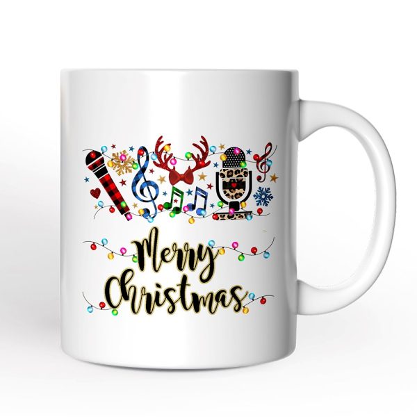 Personalized Mug Singers Buffalo Plaid Christmas, Microphone Gift Personalized Mug Singers Buffalo Plaid Christmas, Microphone Gift