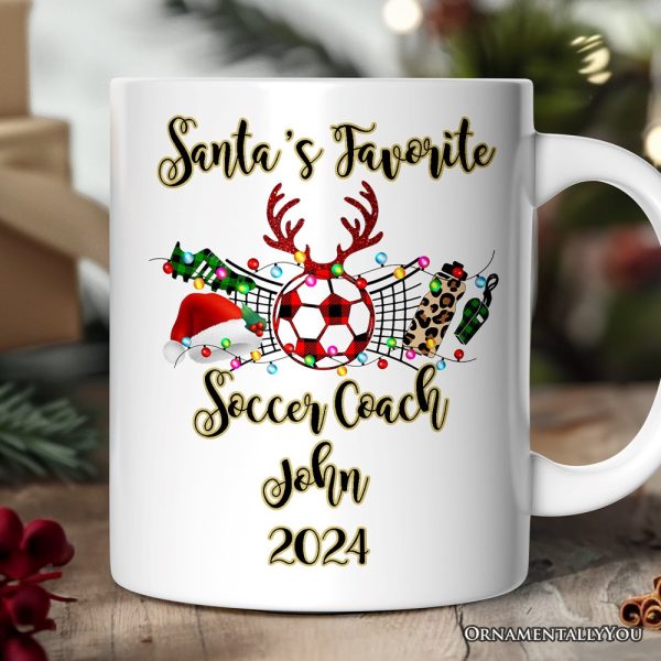 Personalized Mug Soccer Buffalo Plaid Christmas, Team and Coaches Gift Personalized Mug Soccer Buffalo Plaid Christmas, Team and Coaches Gift