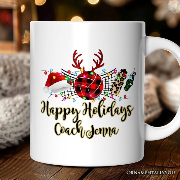 Personalized Mug Volleyball Buffalo Plaid Christmas, Team and Coaches Gift Personalized Mug Volleyball Buffalo Plaid Christmas, Team and Coaches Gift