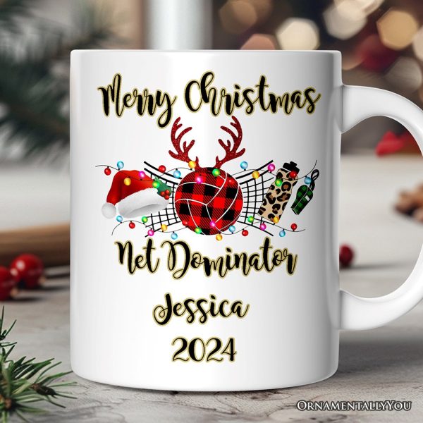 Personalized Mug Volleyball Buffalo Plaid Christmas, Team and Coaches Gift Personalized Mug Volleyball Buffalo Plaid Christmas, Team and Coaches Gift