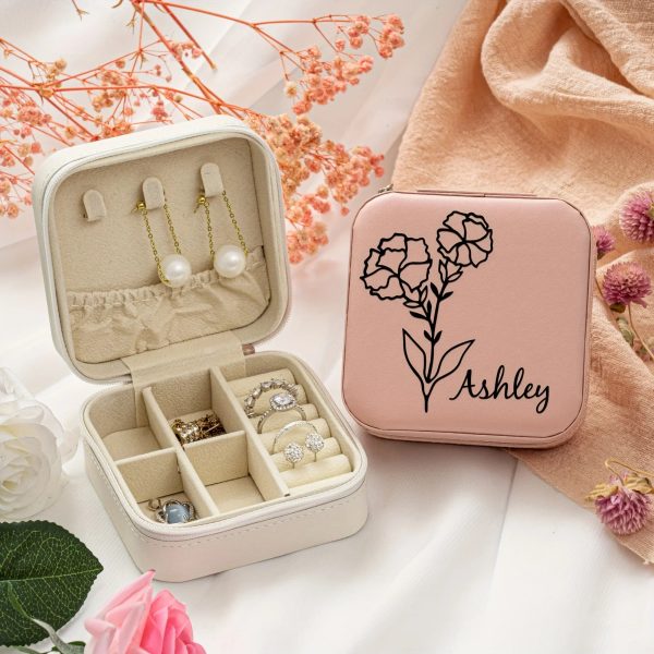 Personalized Name Jewelry Storage Box with Floral Design Personalized Name Jewelry Storage Box with Floral Design