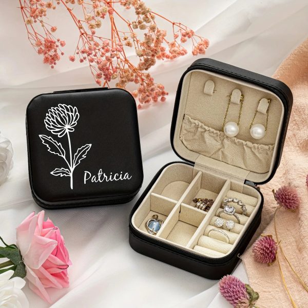 Personalized Name Jewelry Storage Box with Floral Design Personalized Name Jewelry Storage Box with Floral Design